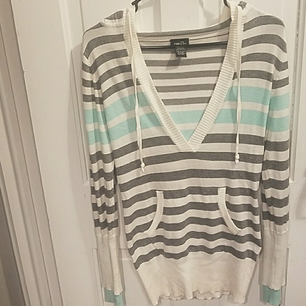 Striped long sleeve with hood